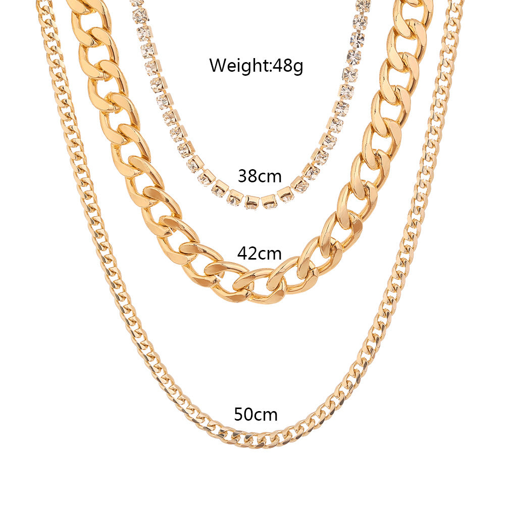 Fashion Classic 3 Layer Gold Color Chocker Necklaces