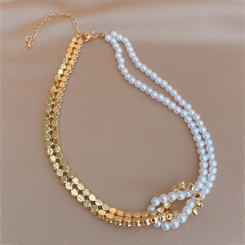 Pearl Rhinestone Choker Necklace